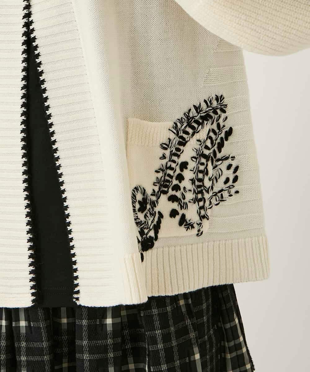 RBFAE56460 HIROKO BIS(ヒロコ ビス) ペイズリー刺繍ニットカーディガン アイボリー