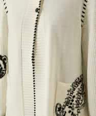 RBFAE56460 HIROKO BIS(ヒロコ ビス) ペイズリー刺繍ニットカーディガン アイボリー