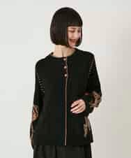 RBFAE56460 HIROKO BIS(ヒロコ ビス) ペイズリー刺繍ニットカーディガン アイボリー