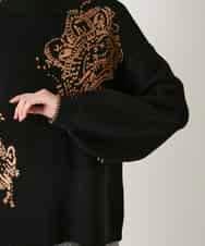 RBFAE57390 HIROKO BIS(ヒロコ ビス) ペースリー刺繍ニットプルオーバー ブラック
