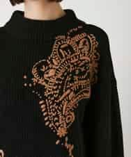 RBFAE57390 HIROKO BIS(ヒロコ ビス) ペースリー刺繍ニットプルオーバー ブラック