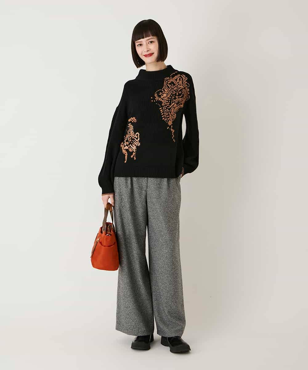RBFAE57390 HIROKO BIS(ヒロコ ビス) ペースリー刺繍ニットプルオーバー ブラック