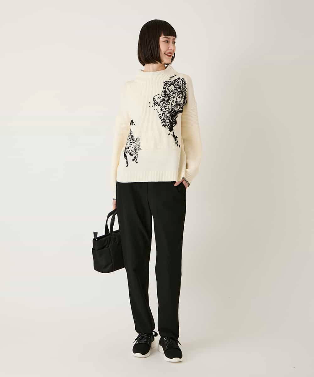 RBFAE57390 HIROKO BIS(ヒロコ ビス) ペースリー刺繍ニットプルオーバー ブラック