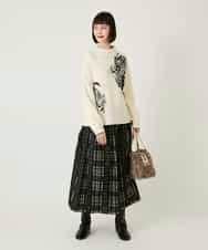 RBFAE57390 HIROKO BIS(ヒロコ ビス) ペースリー刺繍ニットプルオーバー ブラック