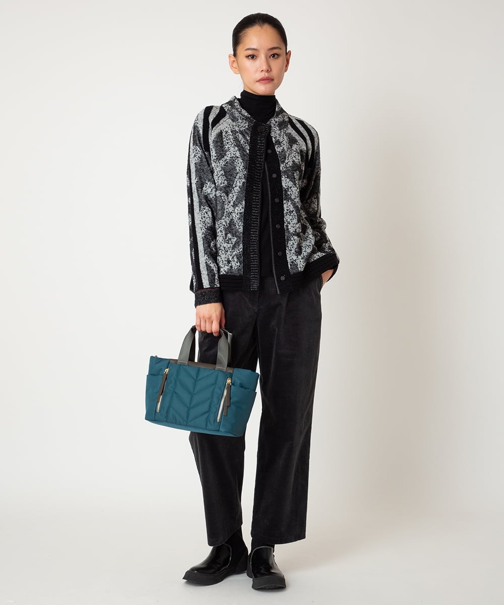 RBFAF60390 HIROKO BIS(ヒロコ ビス) ロゴジャカードニットカーディガン ブラック