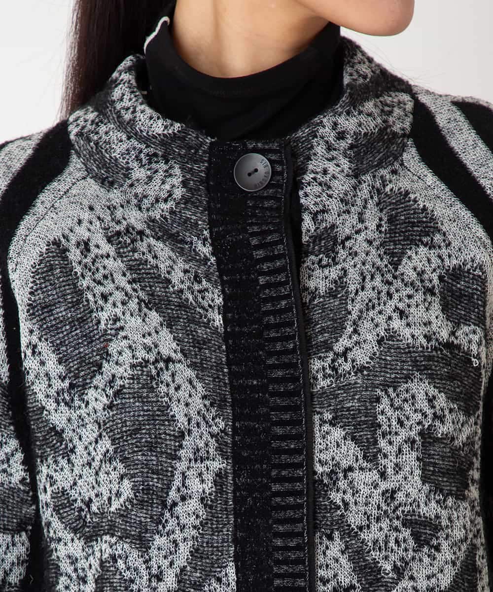 RBFAF60390 HIROKO BIS(ヒロコ ビス) ロゴジャカードニットカーディガン ブラック