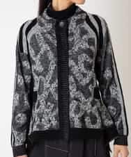 RBFAF60390 HIROKO BIS(ヒロコ ビス) ロゴジャカードニットカーディガン ブラック