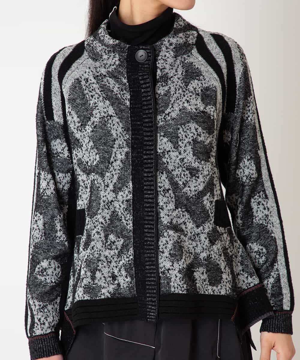 RBFAF60390 HIROKO BIS(ヒロコ ビス) ロゴジャカードニットカーディガン ブラック