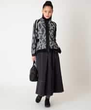 RBFAF60390 HIROKO BIS(ヒロコ ビス) ロゴジャカードニットカーディガン ブラック