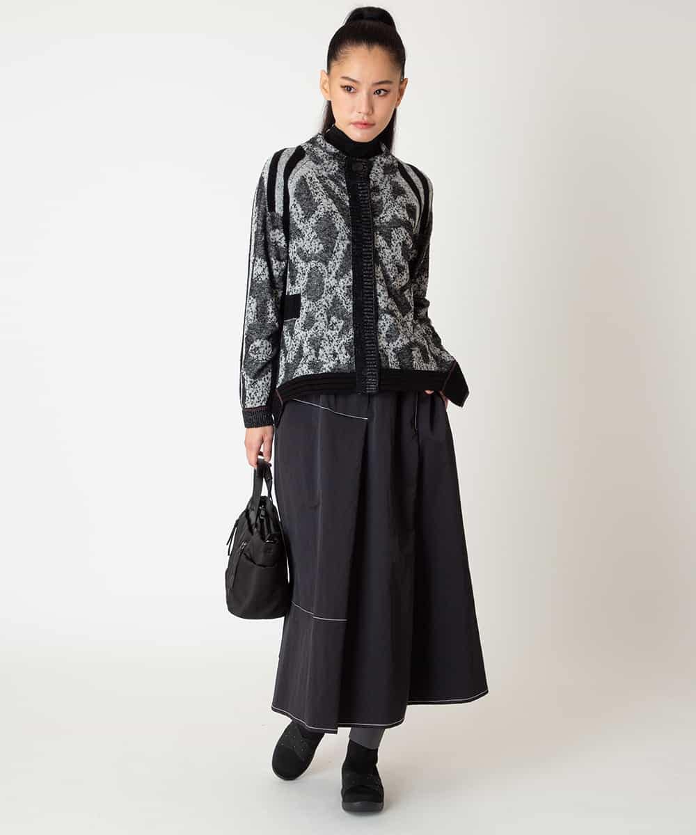 RBFAF60390 HIROKO BIS(ヒロコ ビス) ロゴジャカードニットカーディガン ブラック