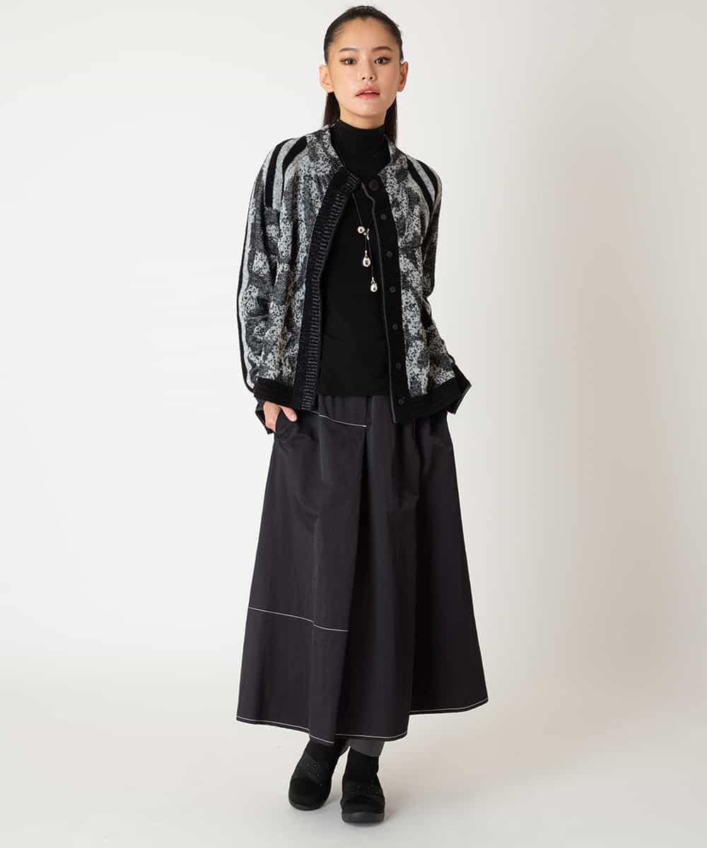 RBFAF60390 HIROKO BIS(ヒロコ ビス) ロゴジャカードニットカーディガン ブラック