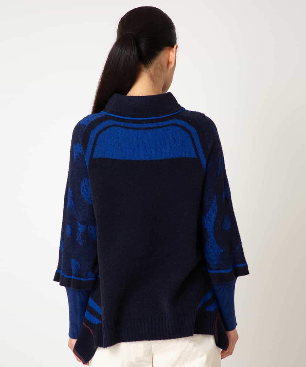 RBFAF61360 HIROKO BIS(ヒロコ ビス) ロゴジャカードニットプルオーバー ブルー