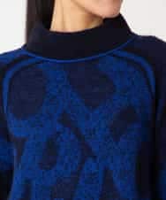 RBFAF61360 HIROKO BIS(ヒロコ ビス) ロゴジャカードニットプルオーバー ブルー