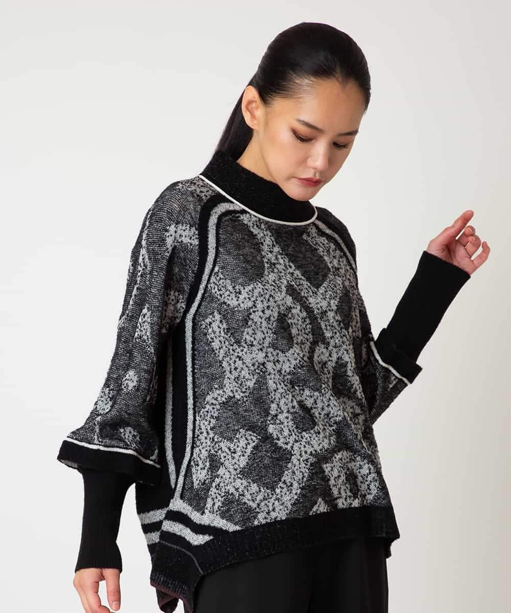 RBFAF61360 HIROKO BIS(ヒロコ ビス) ロゴジャカードニットプルオーバー ブルー