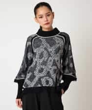 RBFAF61360 HIROKO BIS(ヒロコ ビス) ロゴジャカードニットプルオーバー ブラック