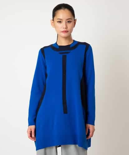 RBFAF65290 HIROKO BIS 配色切り替えスパンコールニットチュニック