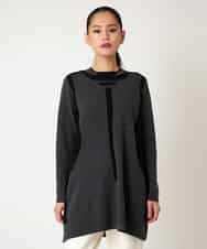 RBFAF65290 HIROKO BIS(ヒロコ ビス) 配色切り替えスパンコールニットチュニック グレー