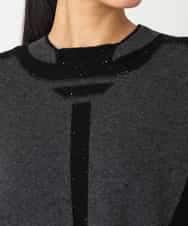 RBFAF65290 HIROKO BIS(ヒロコ ビス) 配色切り替えスパンコールニットチュニック グレー