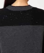 RBFAF65290 HIROKO BIS(ヒロコ ビス) 配色切り替えスパンコールニットチュニック グレー