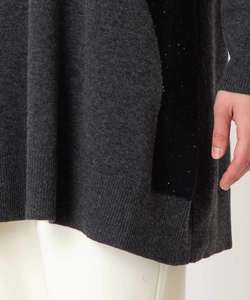 RBFAF65290 HIROKO BIS(ヒロコ ビス) 配色切り替えスパンコールニットチュニック グレー