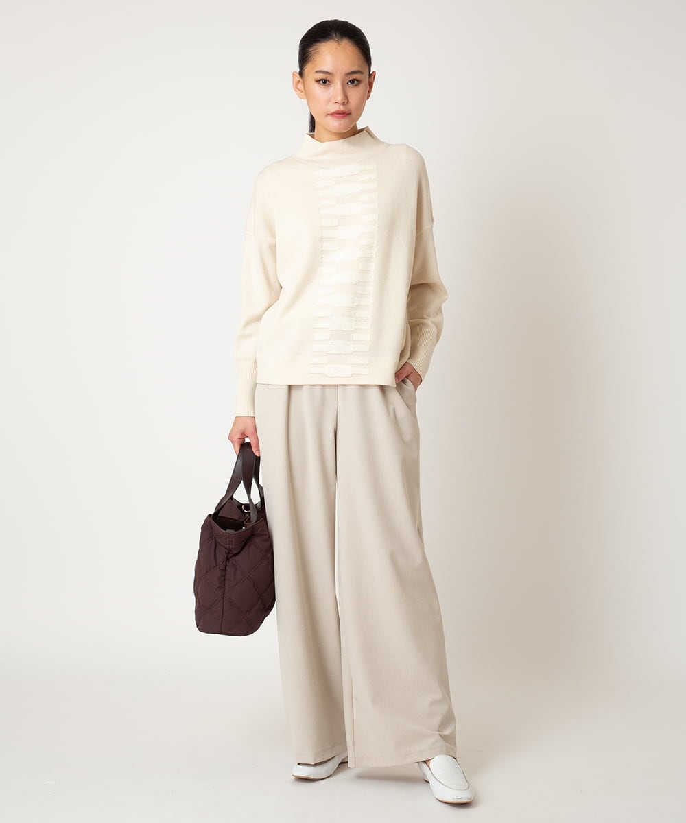 RBFAF66260 HIROKO BIS(ヒロコ ビス) 幾何柄モチーフスパンコールニットプルオーバー グレー