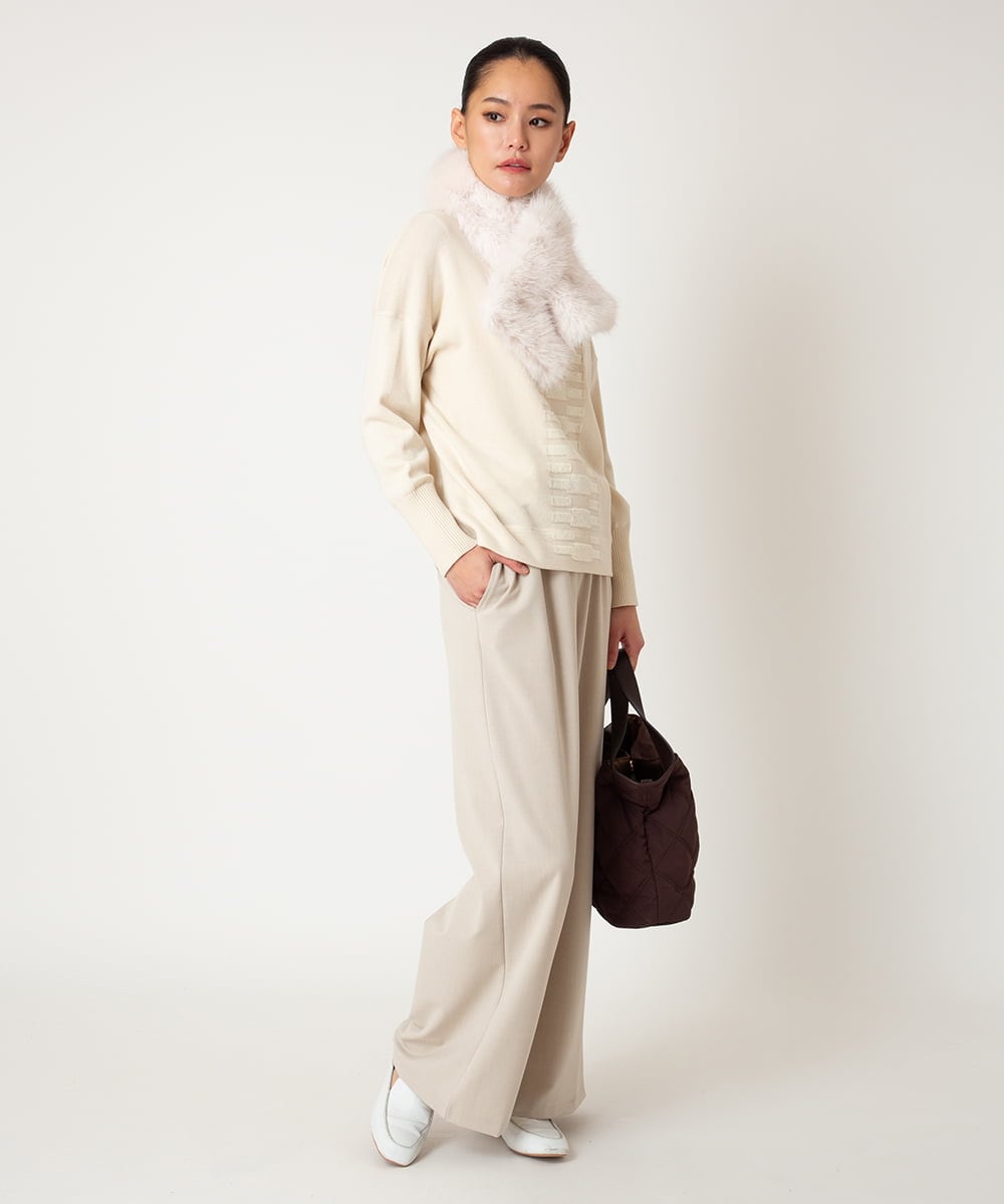 RBFAF66260 HIROKO BIS(ヒロコ ビス) 幾何柄モチーフスパンコールニットプルオーバー グレー