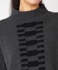 RBFAF66260 HIROKO BIS(ヒロコ ビス) 幾何柄モチーフスパンコールニットプルオーバー グレー