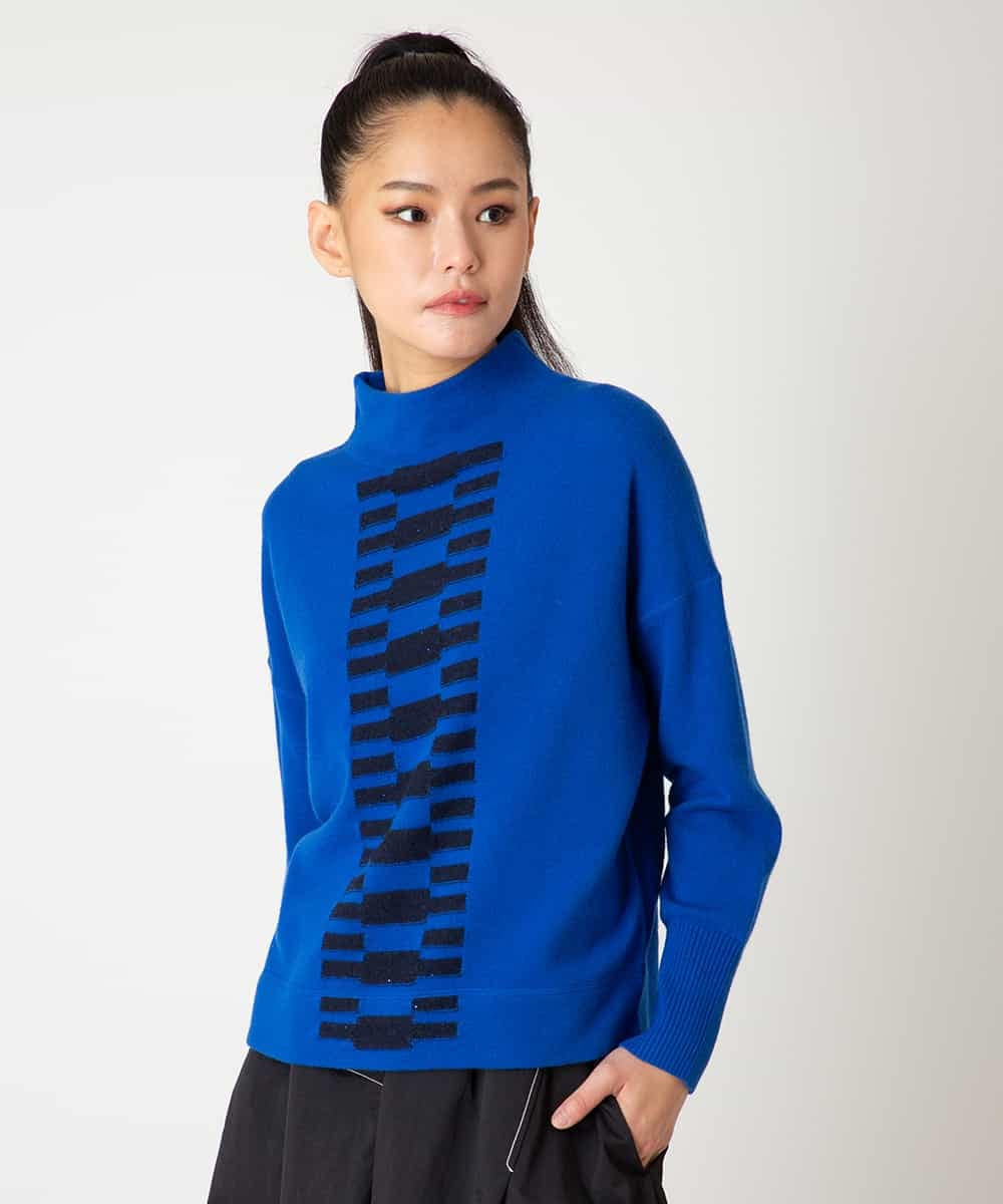 RBFAF66260 HIROKO BIS(ヒロコ ビス) 幾何柄モチーフスパンコールニットプルオーバー グレー