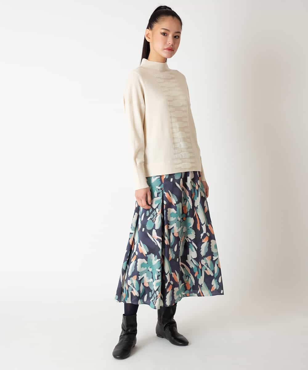 RBFAF66260 HIROKO BIS(ヒロコ ビス) 幾何柄モチーフスパンコールニットプルオーバー グレー