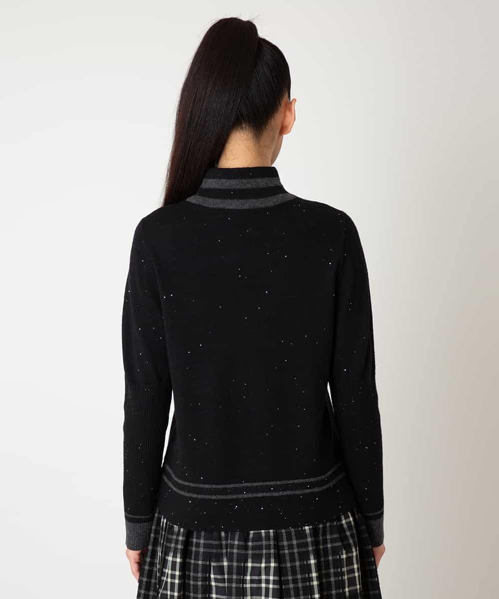 RBFAF67230 HIROKO BIS(ヒロコ ビス) ボーダーネックスパンコールニットプルオーバー グレー