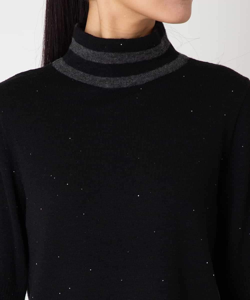 RBFAF67230 HIROKO BIS(ヒロコ ビス) ボーダーネックスパンコールニットプルオーバー グレー