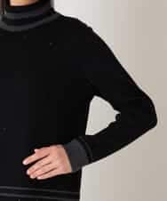 RBFAF67230 HIROKO BIS(ヒロコ ビス) ボーダーネックスパンコールニットプルオーバー グレー