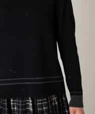 RBFAF67230 HIROKO BIS(ヒロコ ビス) ボーダーネックスパンコールニットプルオーバー グレー