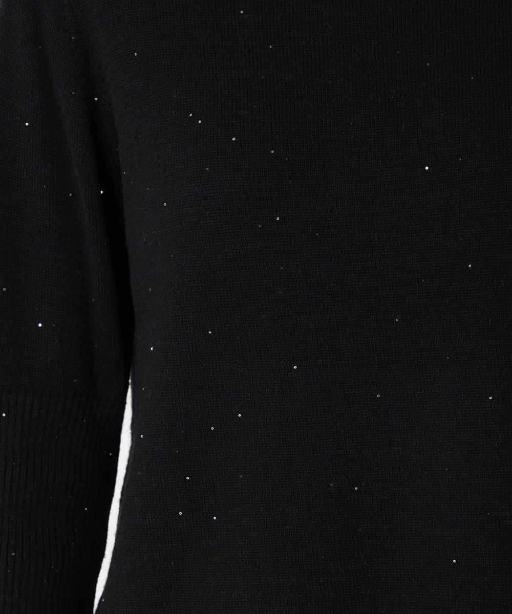 RBFAF67230 HIROKO BIS(ヒロコ ビス) ボーダーネックスパンコールニットプルオーバー グレー