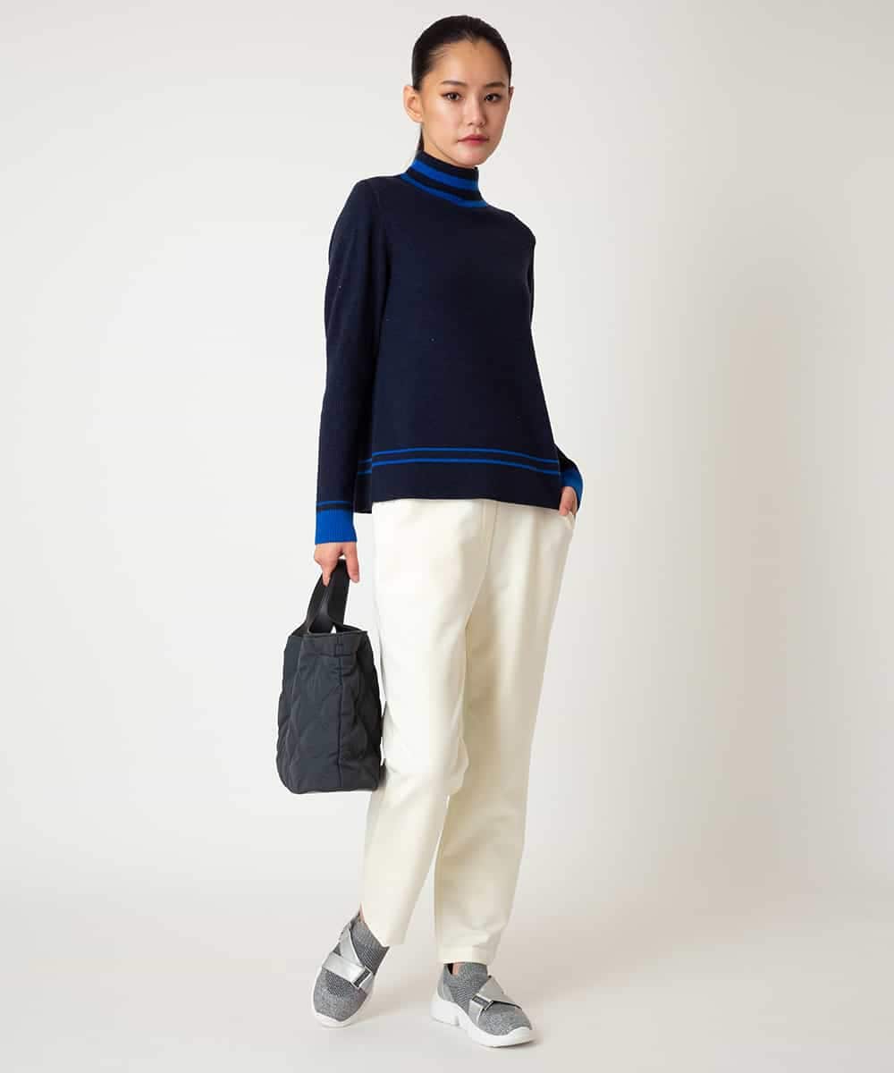 RBFAF67230 HIROKO BIS(ヒロコ ビス) ボーダーネックスパンコールニットプルオーバー グレー