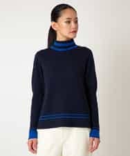 RBFAF67230 HIROKO BIS(ヒロコ ビス) ボーダーネックスパンコールニットプルオーバー グレー