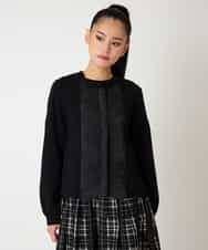 RBFAF70430 HIROKO BIS(ヒロコ ビス) レースドッキングニットカーディガン ブラック