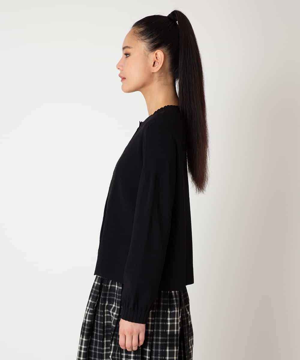 RBFAF70430 HIROKO BIS(ヒロコ ビス) レースドッキングニットカーディガン ブラック