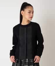 RBFAF70430 HIROKO BIS(ヒロコ ビス) レースドッキングニットカーディガン ブラック