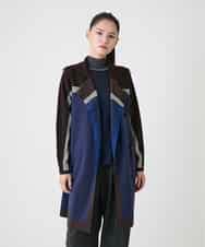 RBFAG35390 HIROKO BIS(ヒロコ ビス) ストライプジャカードニットロングカーディガン ブラウン