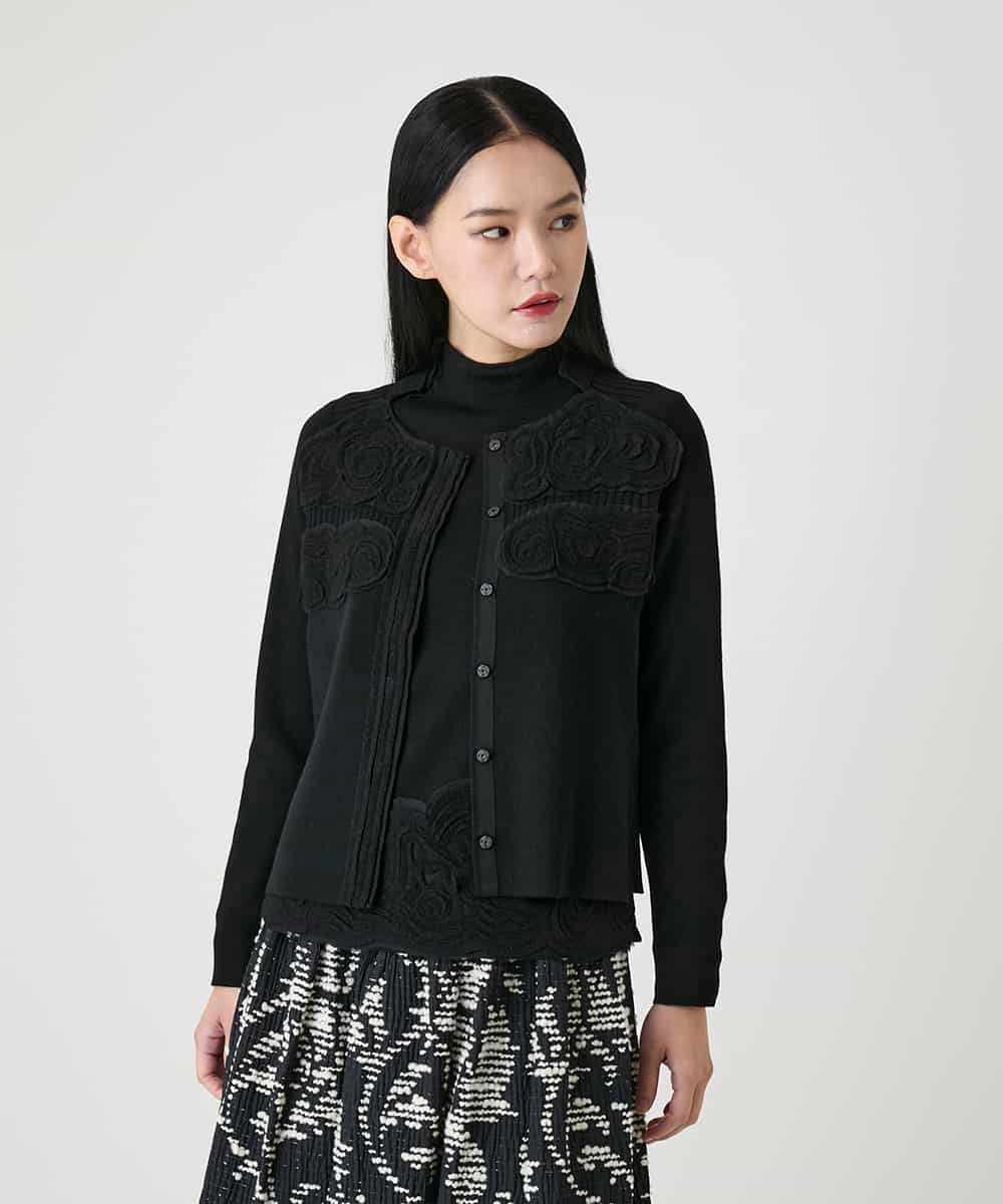 RBFAG40390 HIROKO BIS(ヒロコ ビス) カットワークモチーフデザインニットカーディガン　 アイボリー