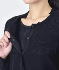 RBFAG40390 HIROKO BIS(ヒロコ ビス) 【先行予約】カットワークモチーフデザインニットカーディガン　 ブラック