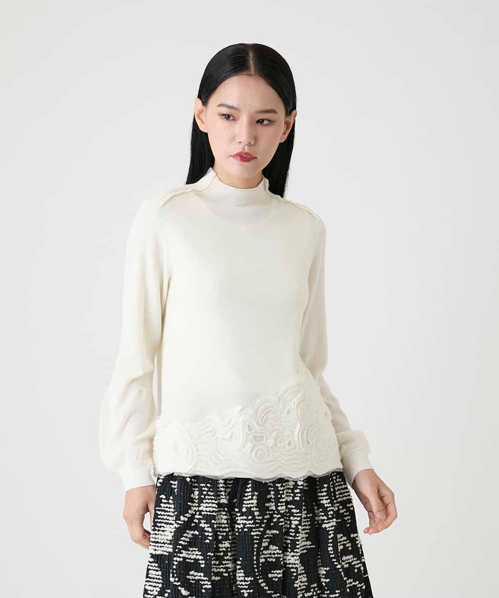 RBFAG42360 HIROKO BIS(ヒロコ ビス) カットモチーフウールニットプルオーバー アイボリー