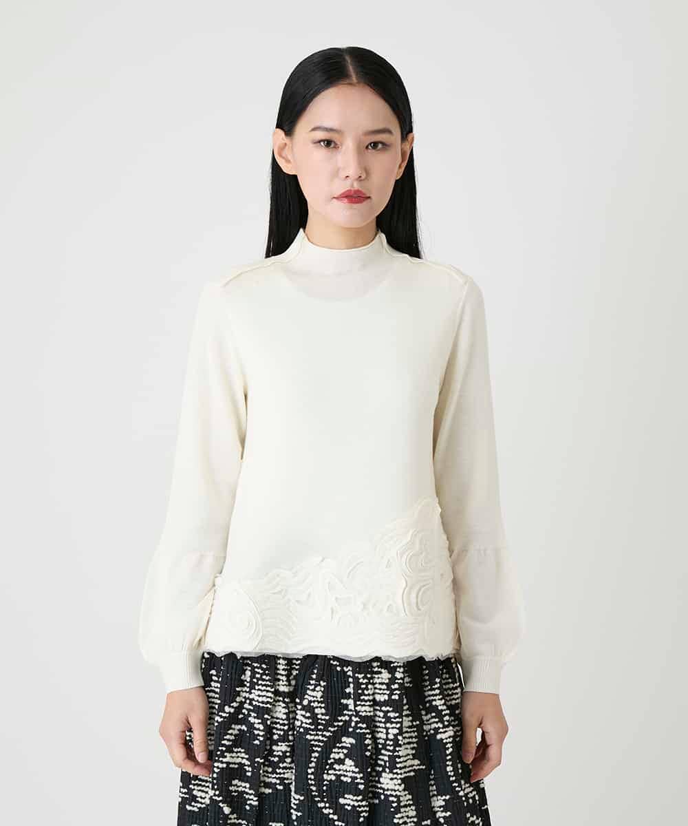 RBFAG42360 HIROKO BIS(ヒロコ ビス) カットモチーフウールニットプルオーバー アイボリー