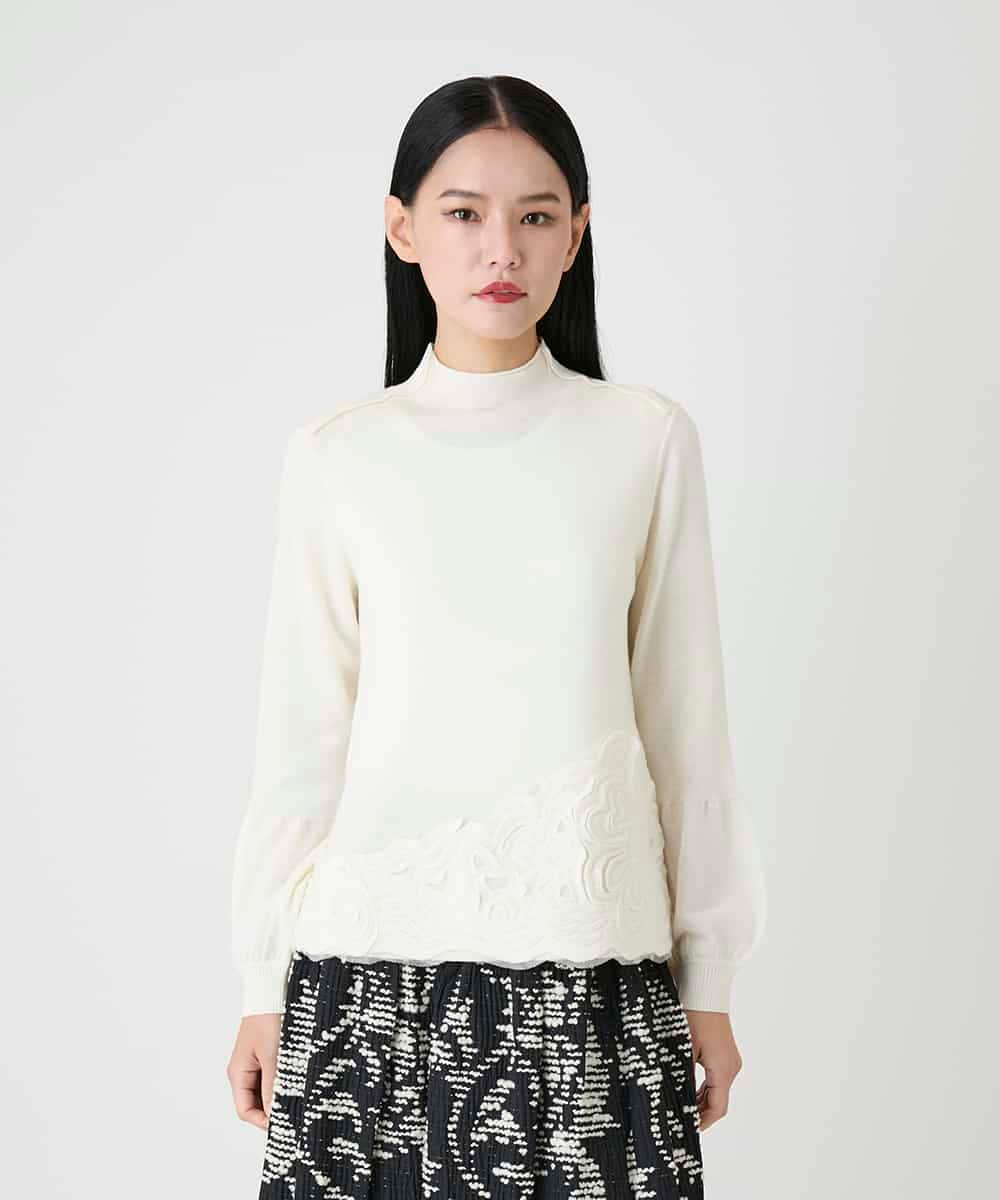 RBFAG42360 HIROKO BIS(ヒロコ ビス) カットモチーフウールニットプルオーバー アイボリー