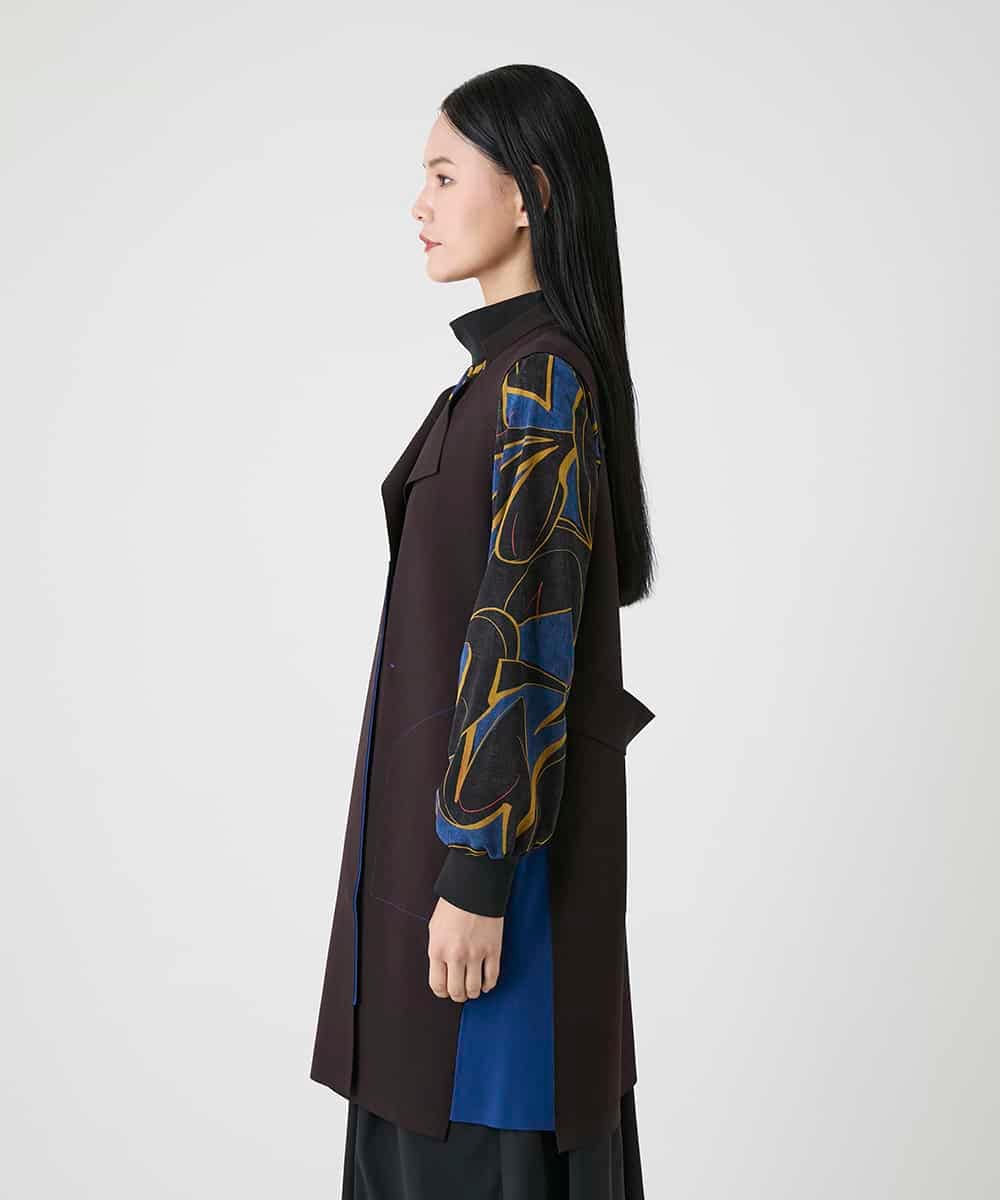 RBFAG45390 HIROKO BIS(ヒロコ ビス) バイカラーニットロングジレ ブラウン