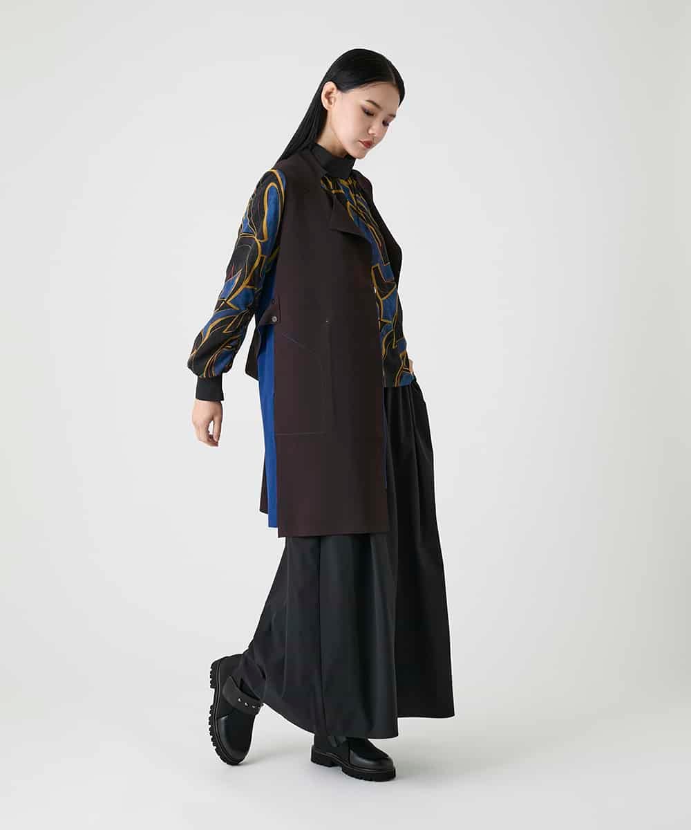 RBFAG45390 HIROKO BIS(ヒロコ ビス) バイカラーニットロングジレ ブラウン