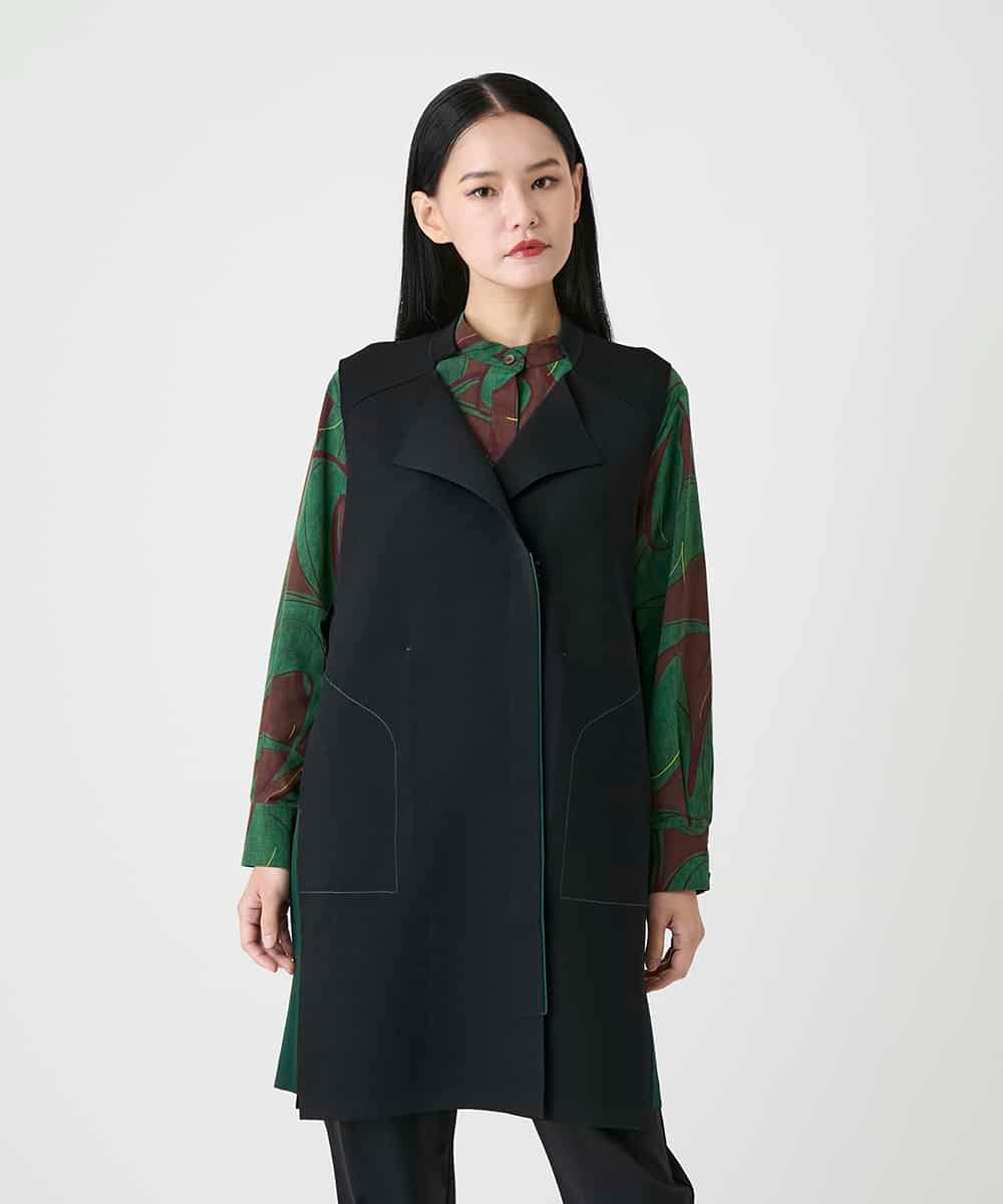 RBFAG45390 HIROKO BIS(ヒロコ ビス) バイカラーニットロングジレ ブラウン