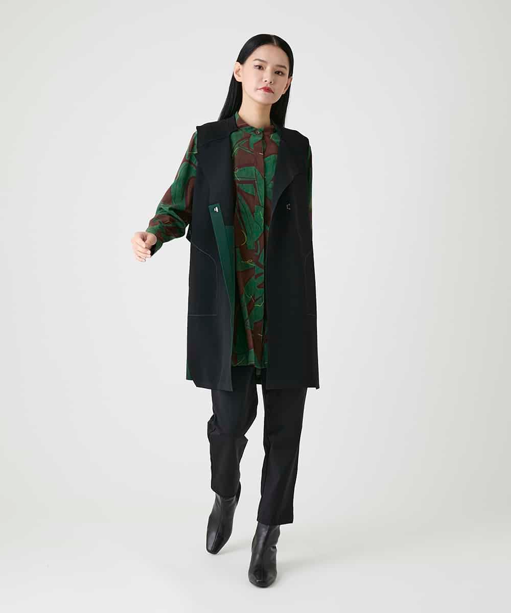 RBFAG45390 HIROKO BIS(ヒロコ ビス) バイカラーニットロングジレ ブラウン