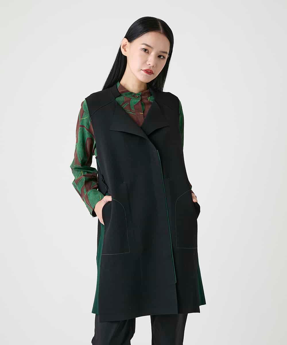 RBFAG45390 HIROKO BIS(ヒロコ ビス) バイカラーニットロングジレ ブラック
